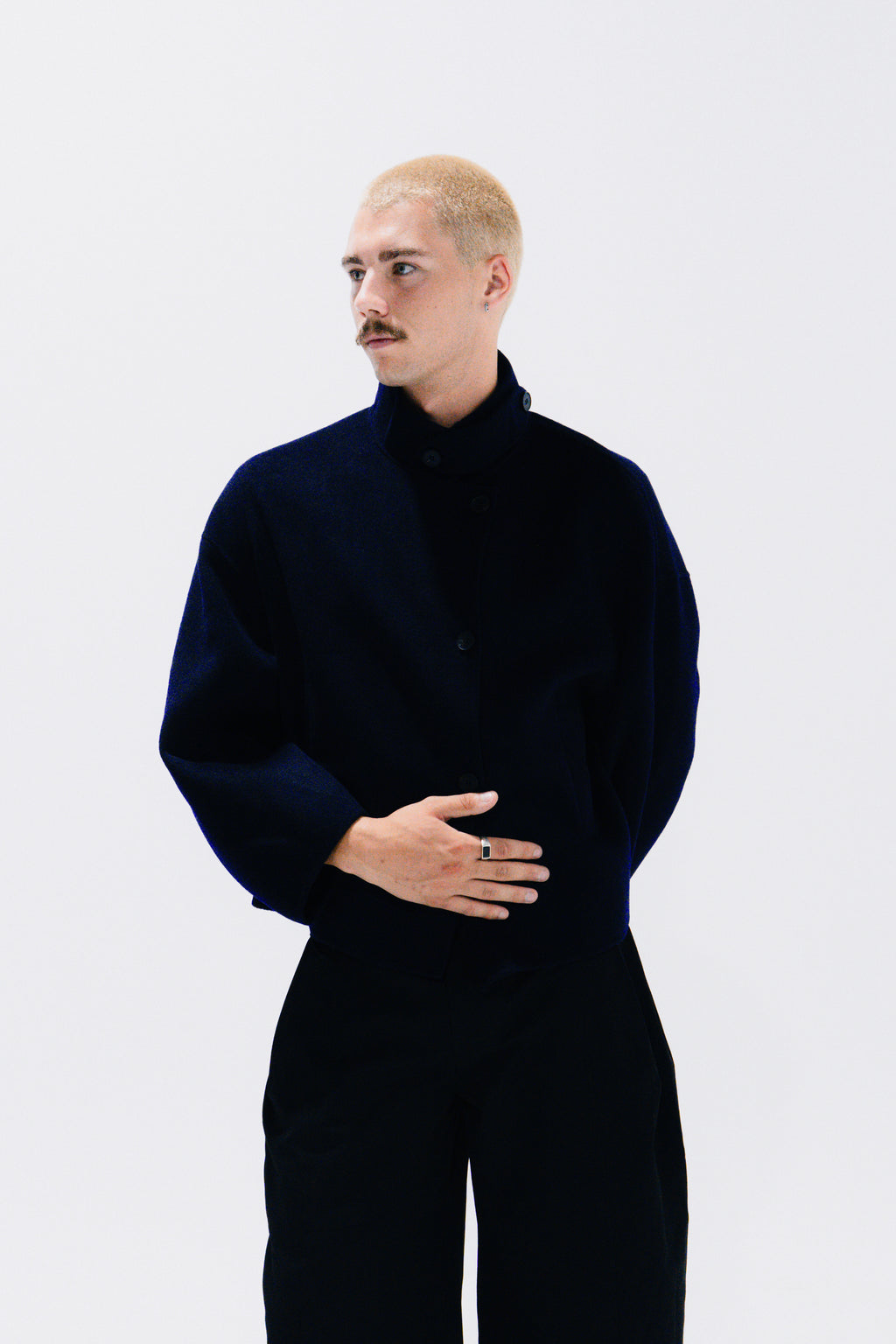 Funnel Neck Wool Coat