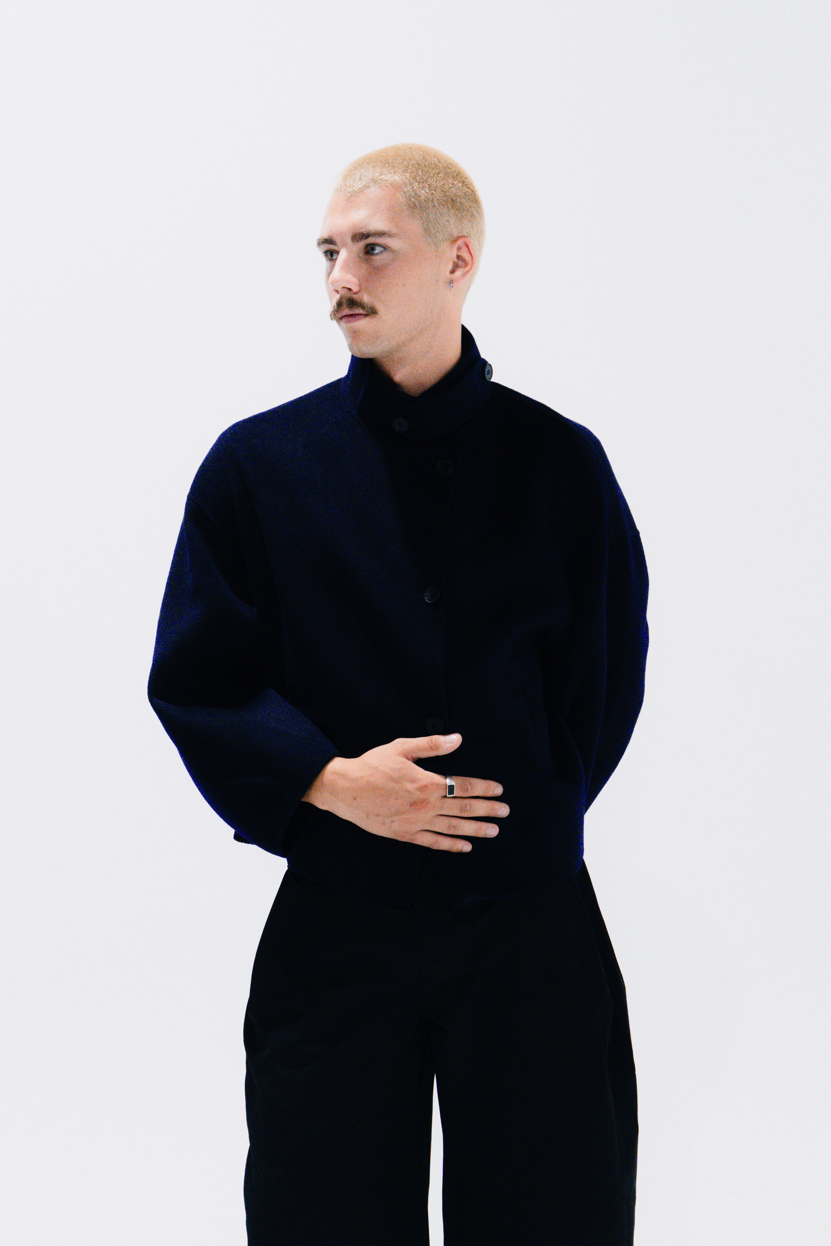Funnel Neck Wool Coat