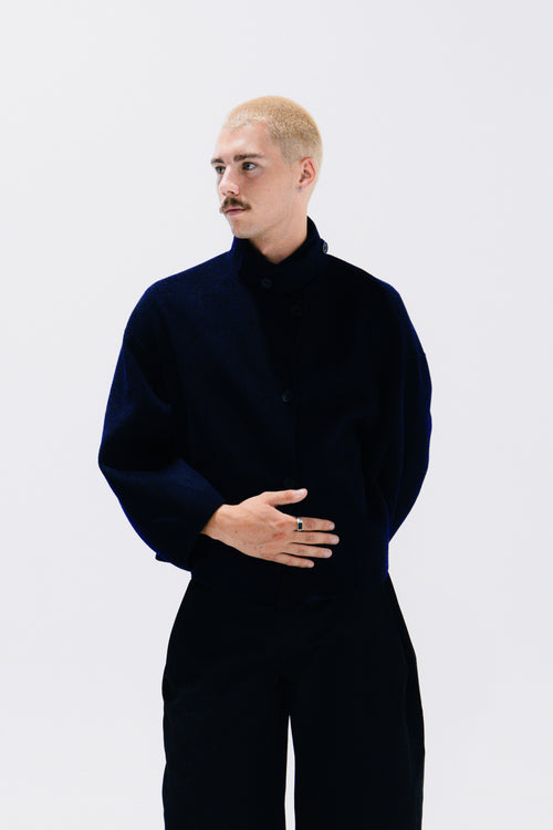 Funnel Neck Wool Coat
